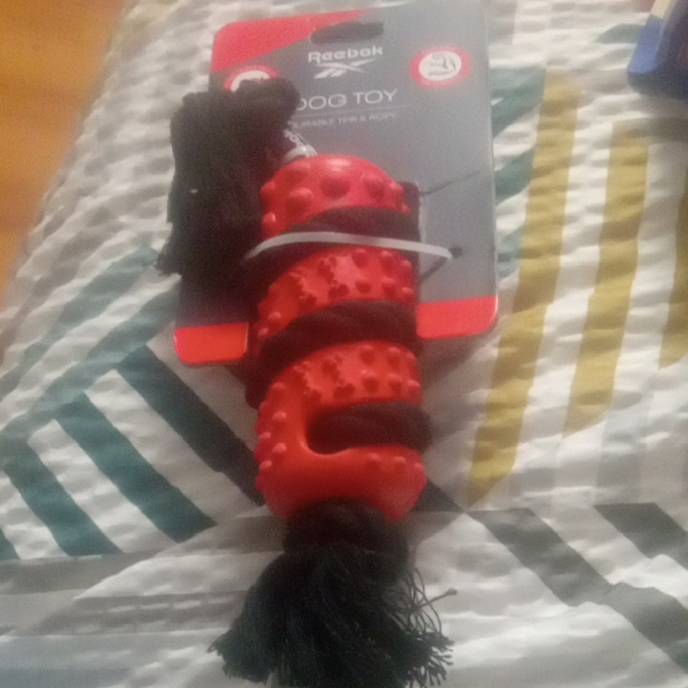 Reebok Red Dog Toy with Black Rope